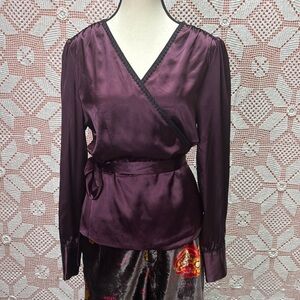 Jessica Satin Wrap Blouse Plum Purple Sz 14
